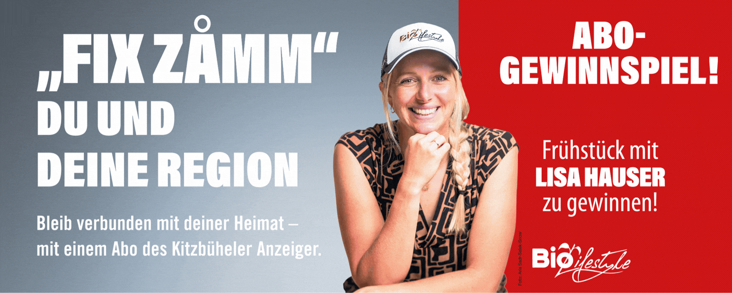 Frau mit Baseballkappe und geflochtenem Zopf lächelt in die Kamera. Hintergrund mit Werbeslogan "Zåmm" für die Region und Logo "BiGiVi".