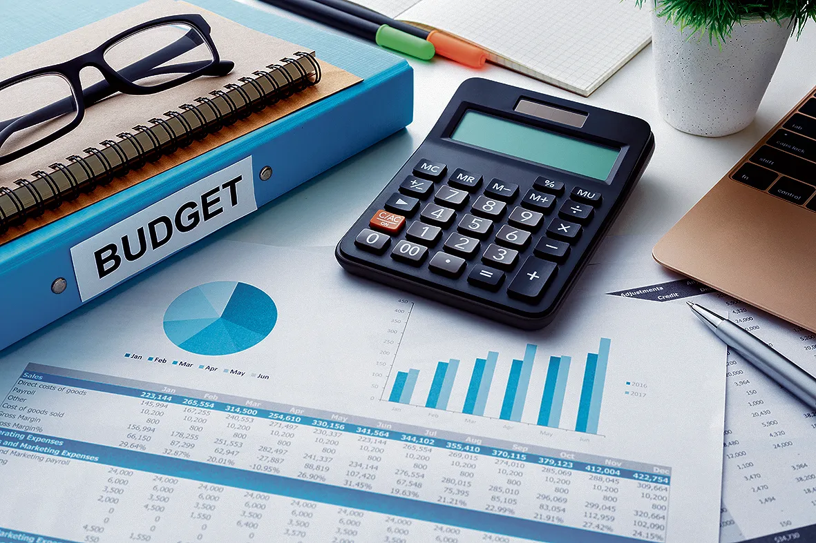 Financial and budget planning with chart report_113685937_ Von thanksforbuying