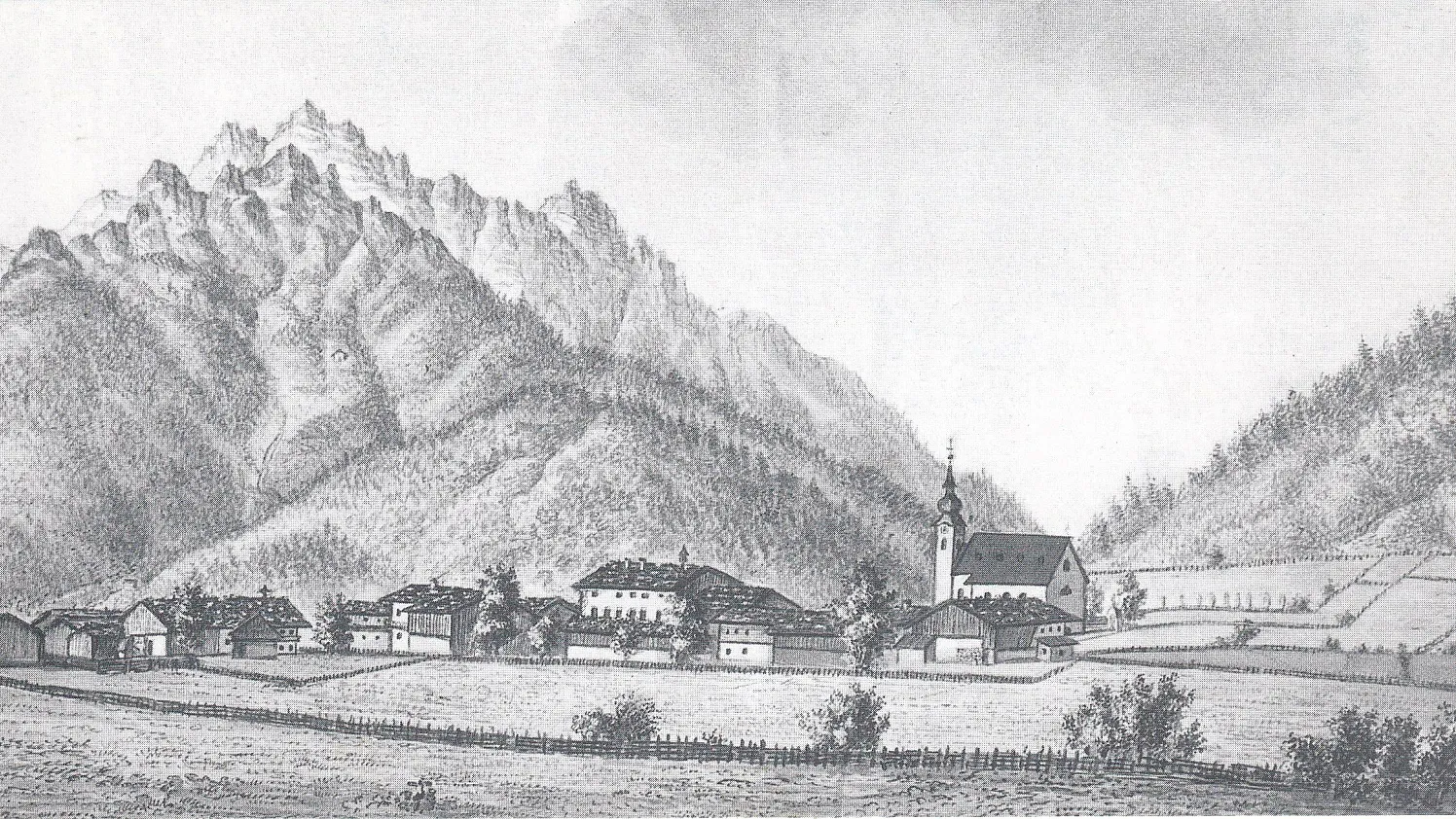 Scan Waidring Strichzeichnung