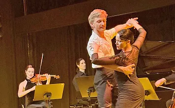 Viktoriia Tkach mit ihrem Ehemann Serhil Kachura